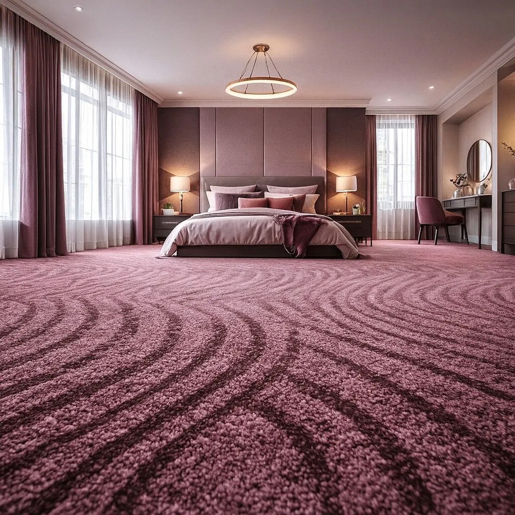 ITC, Koberec metráž Spring 6480, na mieru, šíře 4m, fialová, filc, obývacia izba