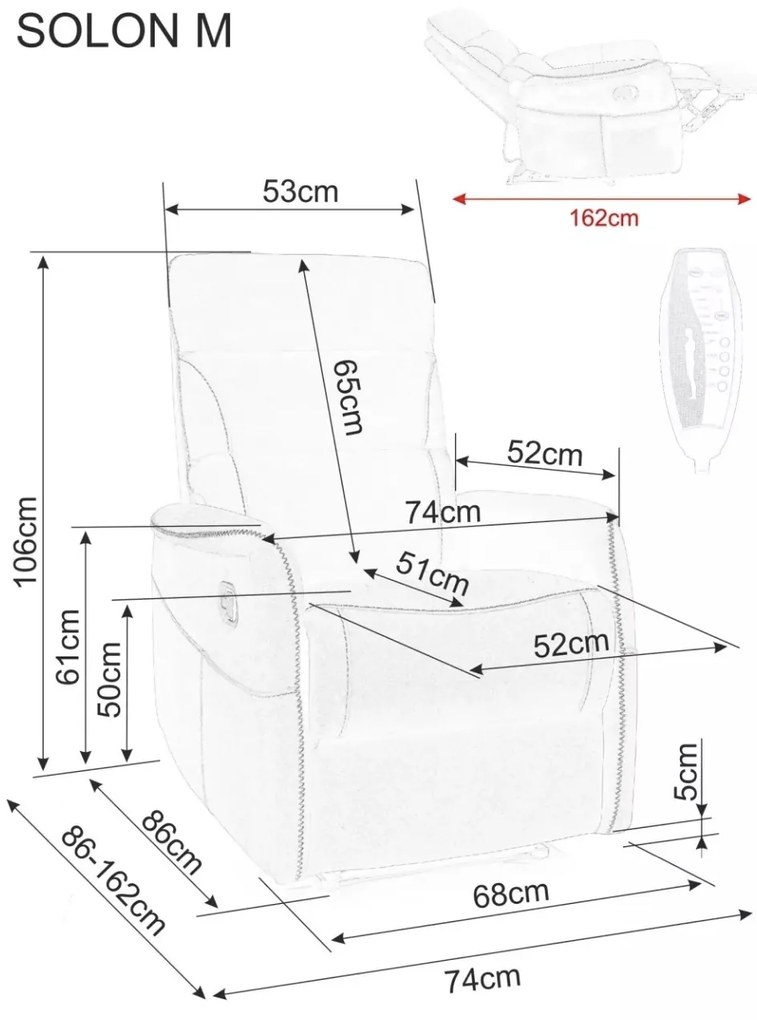 Elektrické polohovací křeslo Solon Velvet s masáží cappuccino