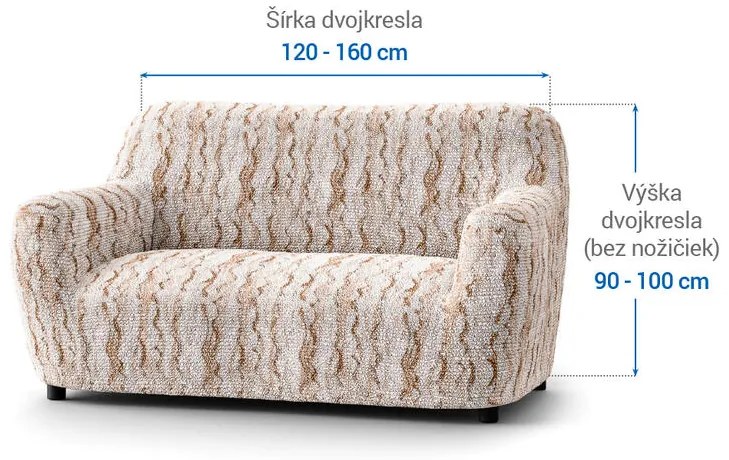 Bielastické poťahy OCEANO NOVÉ béžové dvojkreslo (š. 120 - 160 cm)