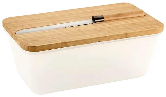 Kesper Chlebník veľký, s bambusovým vekom a nožom 3v1 – transparentný