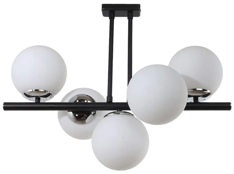 Biele/čierne stropné svietidlo so skleneným tienidlom ø 15 cm Sail – Squid Lighting