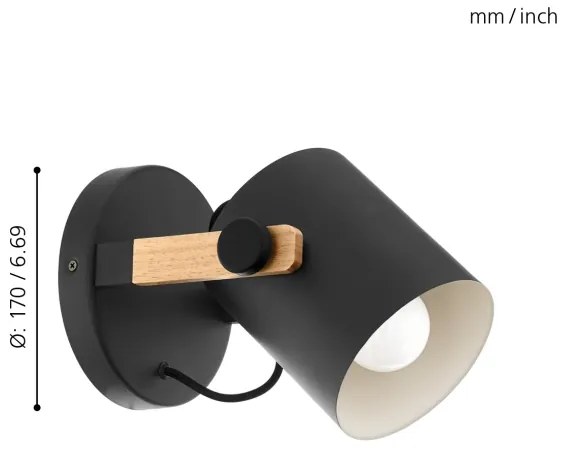 Eglo 43518 - Nástenné svietidlo HORNWOOD 1xE27/28W/230V