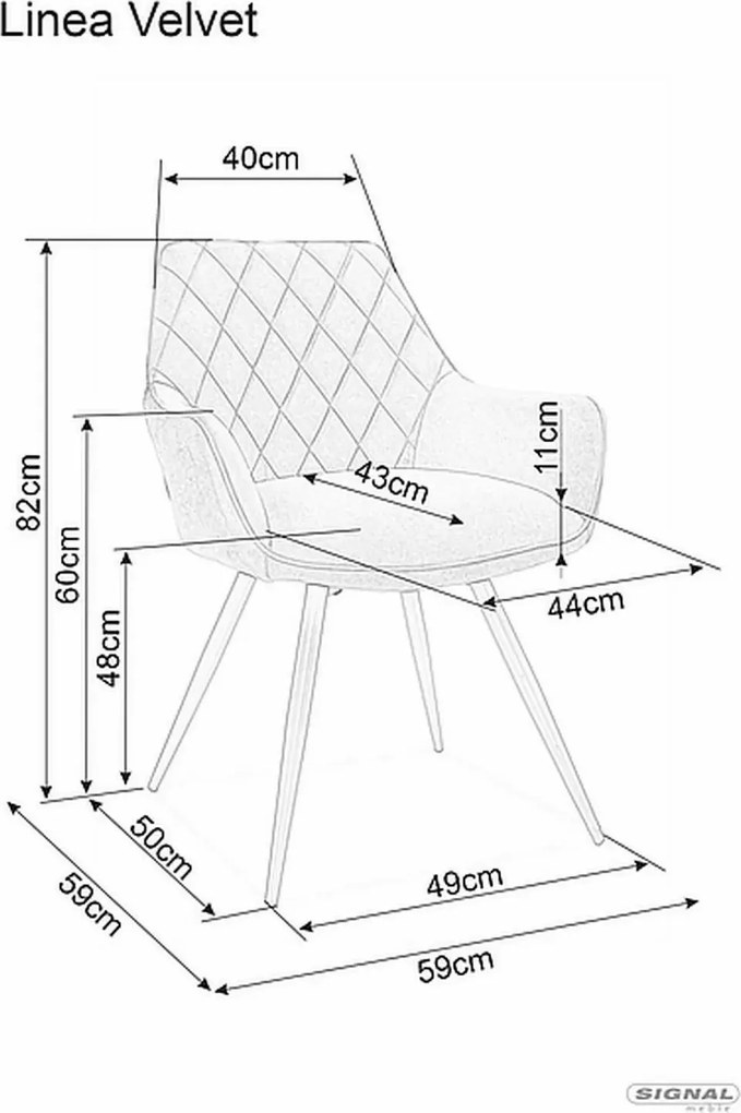 SI Stolička Linea Velvet čierna