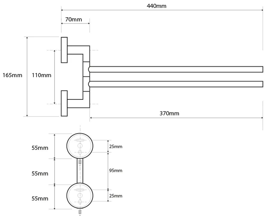 Sapho Sapho, X-STEEL otočný držiak na uteráky dvojitý 420mm, brúsená nerez, XS405
