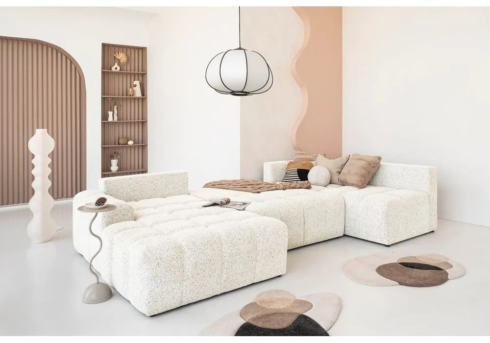 Krémová rozkladacia modulárna rohová pohovka s úložným priestorom (pravý roh) Lulu – Miuform