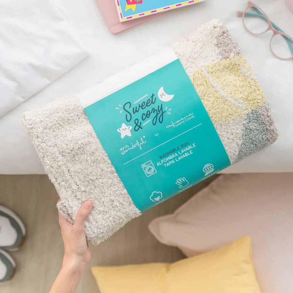 Prateľný ručne tkaný bavlnený detský koberec ø100 cm Believe in Yourself – Lorena Canals