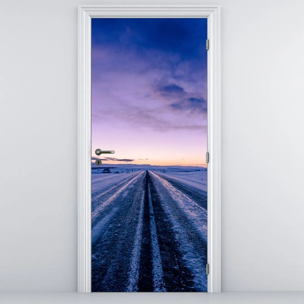 Fototapeta na dvere - Cesty v zime (95x205cm)