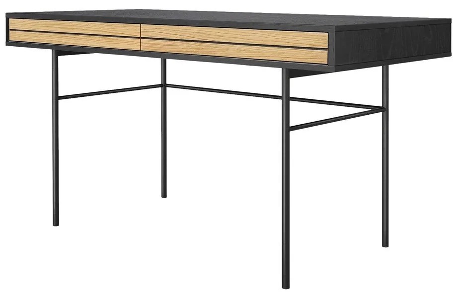 Čierny písací stôl Woodman Stripe, 130 x 60 cm