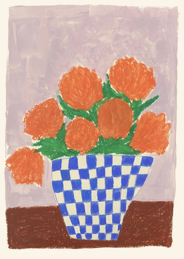 Moikka Plagát Orange Flowers by Carla Llanos 50x70 cm