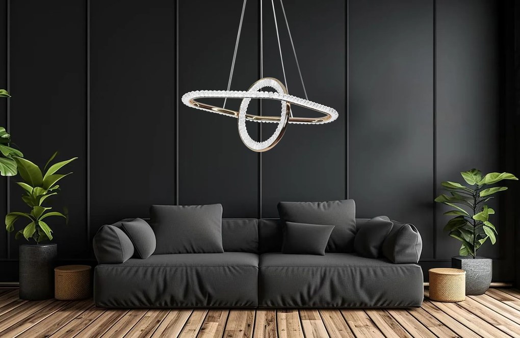 Toolight Toolight, LED závesné svietidlo 64x36 cm, 60W, G034-CP, zlatá lesklá, OSW-06301