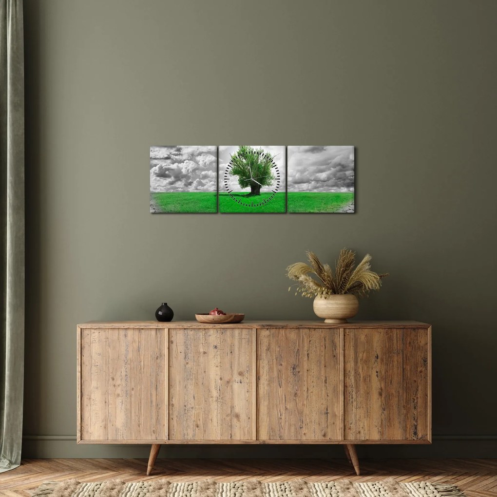 Obraz - Kus prírody v meste (s hodinami) (90x30 cm)