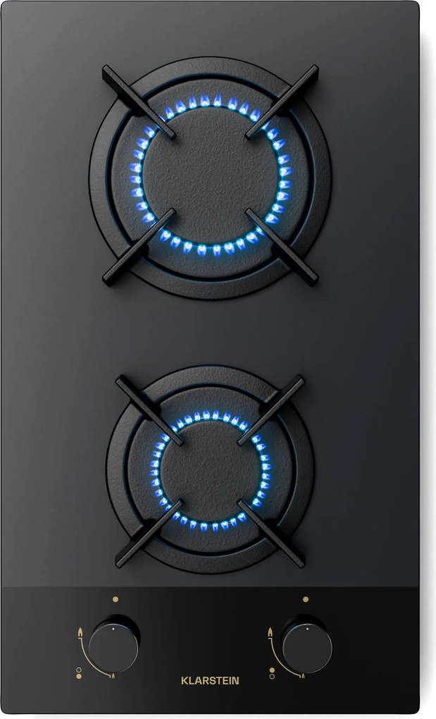 Klarstein Goldflame Nano plynová varná doska, 2 mosadzné horáky, Nano povlak, LPG/zemný plyn