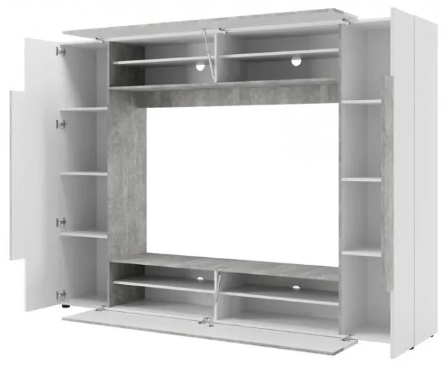 Obývacia stena Okno 225 cm biela/betón
