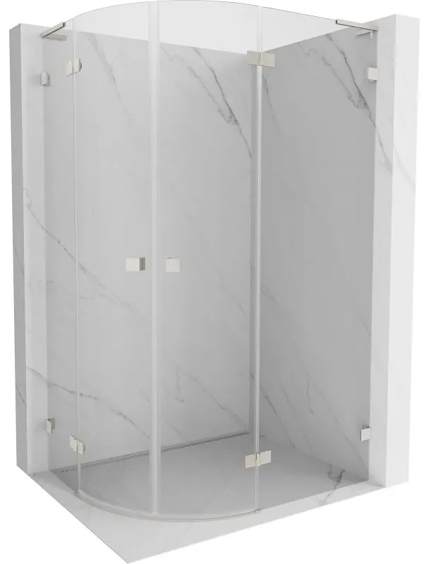 Mexen Lunar, L pravý polkruhový sprchový kút 90 x 70 cm, 8mm číre sklo, oceľový profil, 833L-090P-070L-97-00