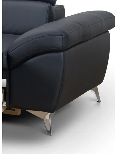 Rozkladacia kožená rohová sedacia súprava SALERNO II ľavá čierna