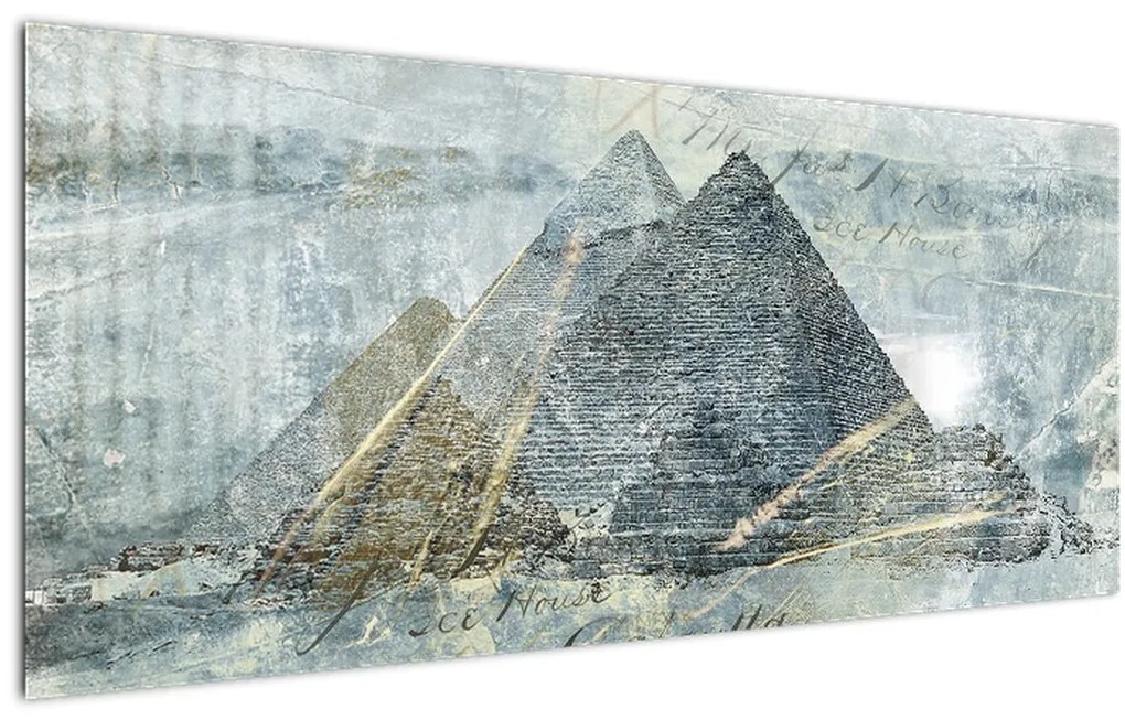 Obraz - Pyramídy v modrom filtri (120x50 cm)