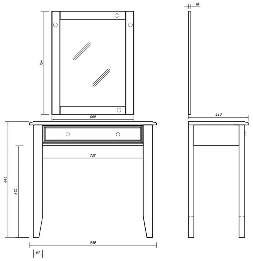 PROXIMA.store - Rustikálny toaletný stolík 0.3 - BELLUNO ELEGANTE FARBA: biela - dub