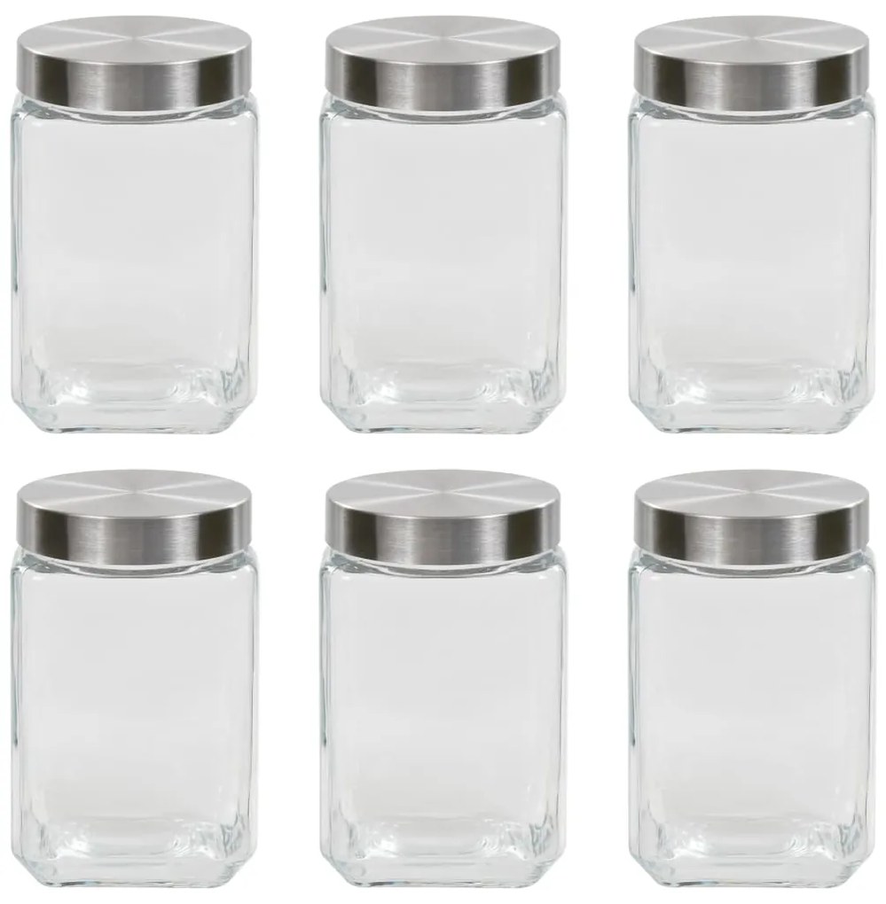 vidaXL Skladovacie poháre so striebornými viečkami 6 ks 1700 ml