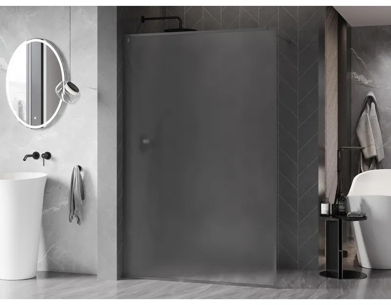 Mexen Kioto-XF, sprchová zástena s rámom 140 x 202 cm, 10mm sklo námraza, grafitový profil, 800-140-104-95-30-X