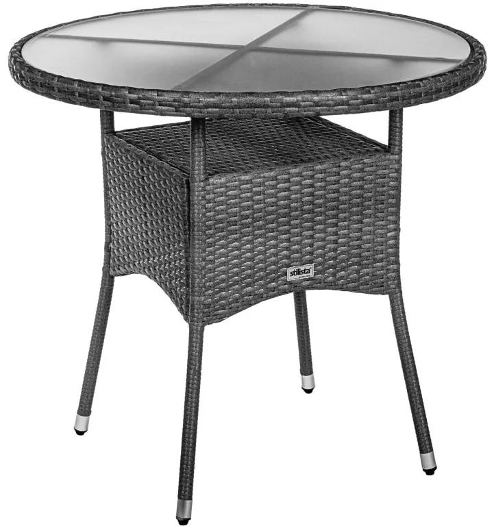 STILISTA odkladací stolík, 80 x 80 x 75 cm, polyratan, sivý