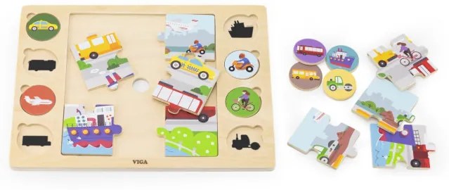 Puzzle súprava Viga 44742 - dopravné prostriedky