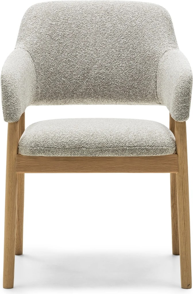 Čalúnené jedálenské kreslo Sanremo bouclé svetlosivé/dub prírodný