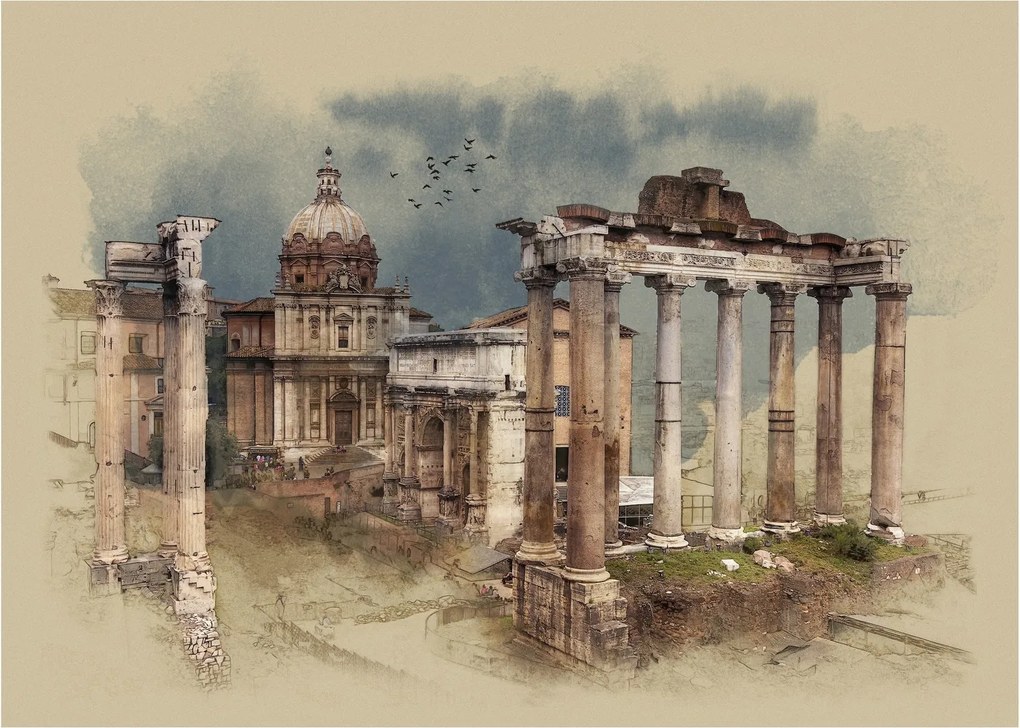 Obraz - Forum Romanum, Rím, Taliansko (70x50 cm)