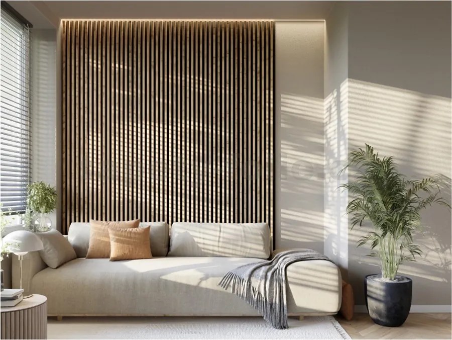 Akustické dekoračné panely MAXI, dub wotan 3D lamely na filcovom podklade, rozmer 270 x 17,7 cm, IMPOL TRADE