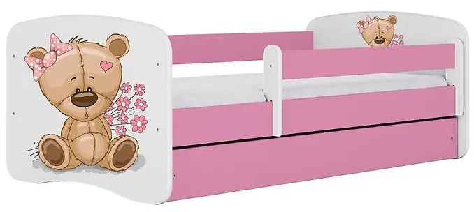 Detská Posteľ. Babydreams+Sz+M Ružová 70x140 Medveď s kvetmi