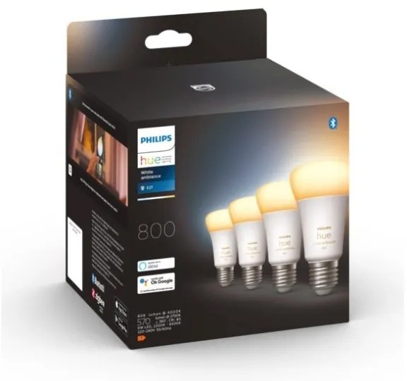 SADA 4xLED Stmievateľná žiarovka Philips Hue WHITE AMBIANCE E27/6W/230V 2200-6500K