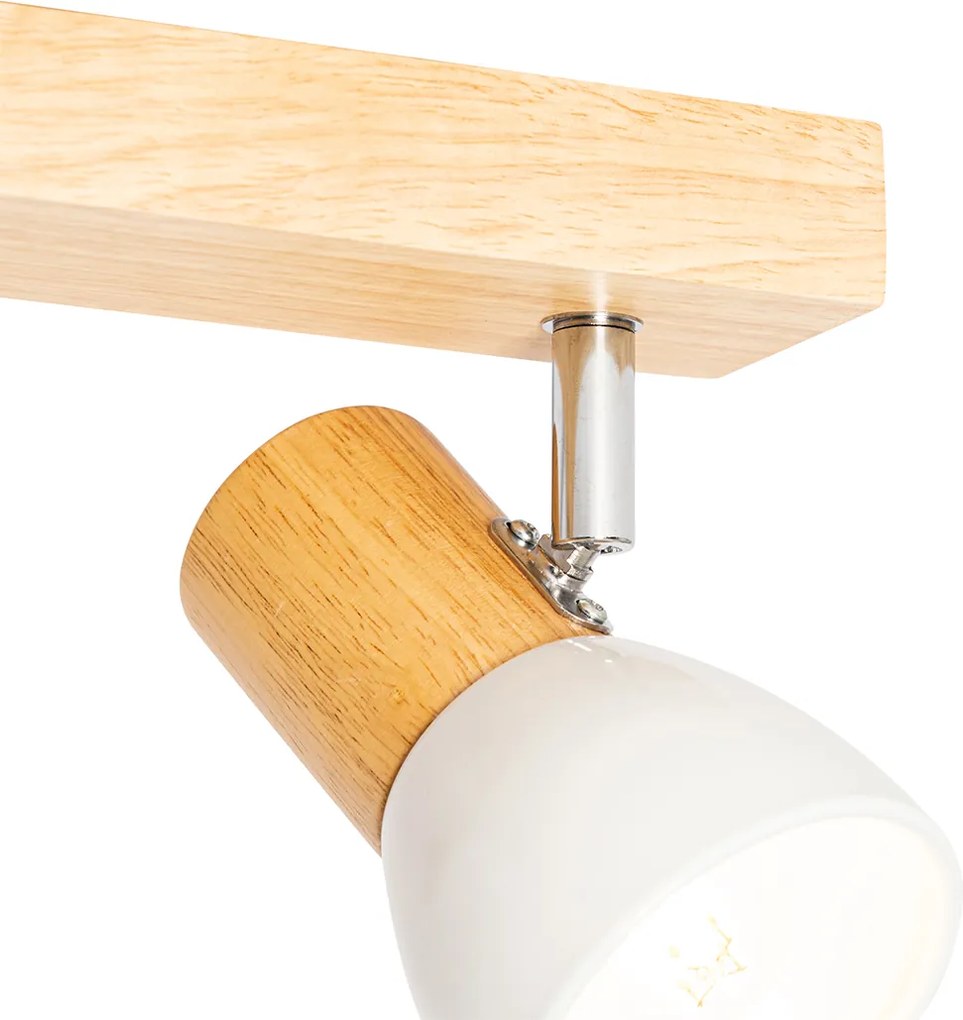Drevené stropné bodové svetlo s bielym nastaviteľným 3-svetlom - Thorin