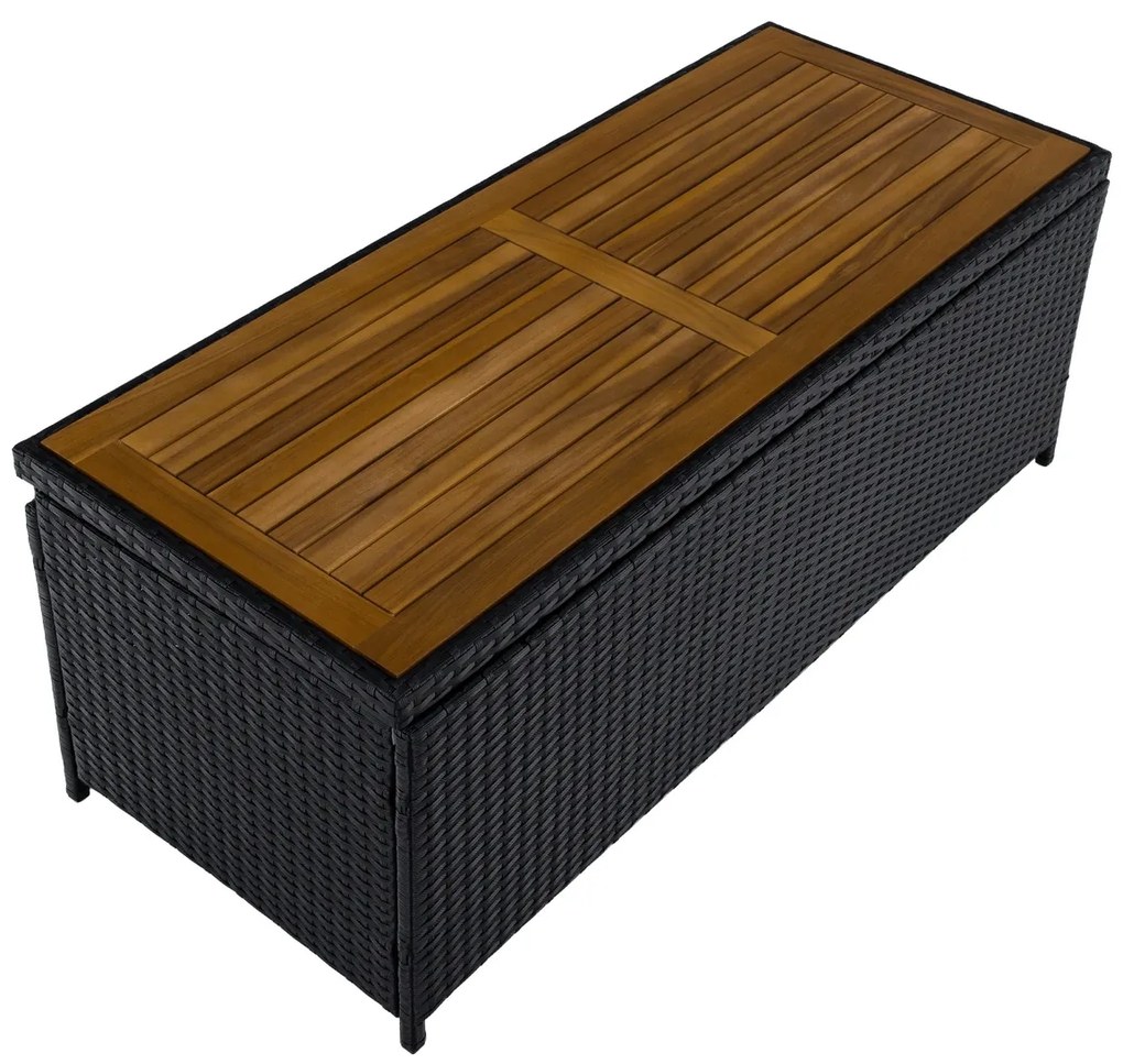 Záhradný úložný box/lavička,čierna/prírodná/krémová, BEMUS