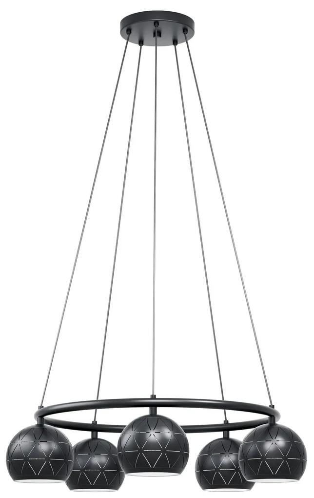 EGLO Závesný päťramenný luster v modernom štýle CANTALLOPS, čierny