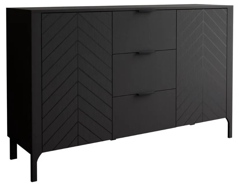 KOMODA SALOME SO ŠUPLÍKMI ČIERNA 153 cm