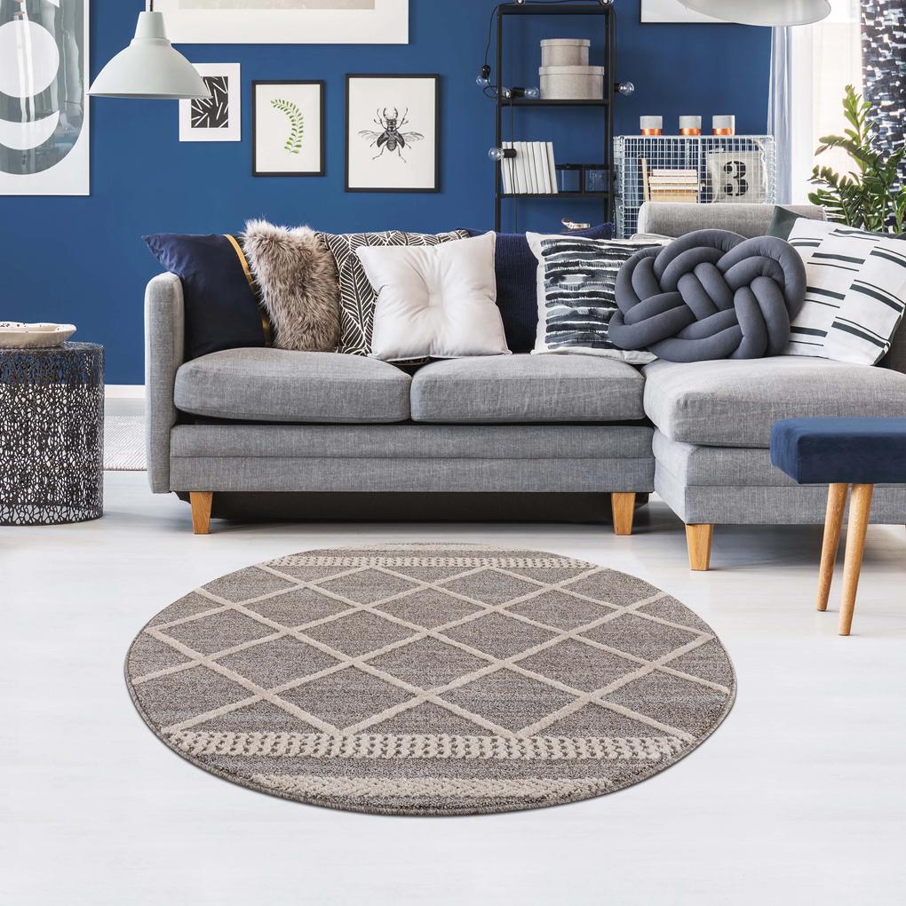 Dekorstudio Moderný okrúhly koberec ART 2645 béžový Priemer koberca: 160cm