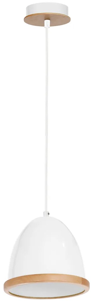 Závesné svietidlo Studio, 1x drevené/biele kovové tienidlo, (fi 21cm), w/br