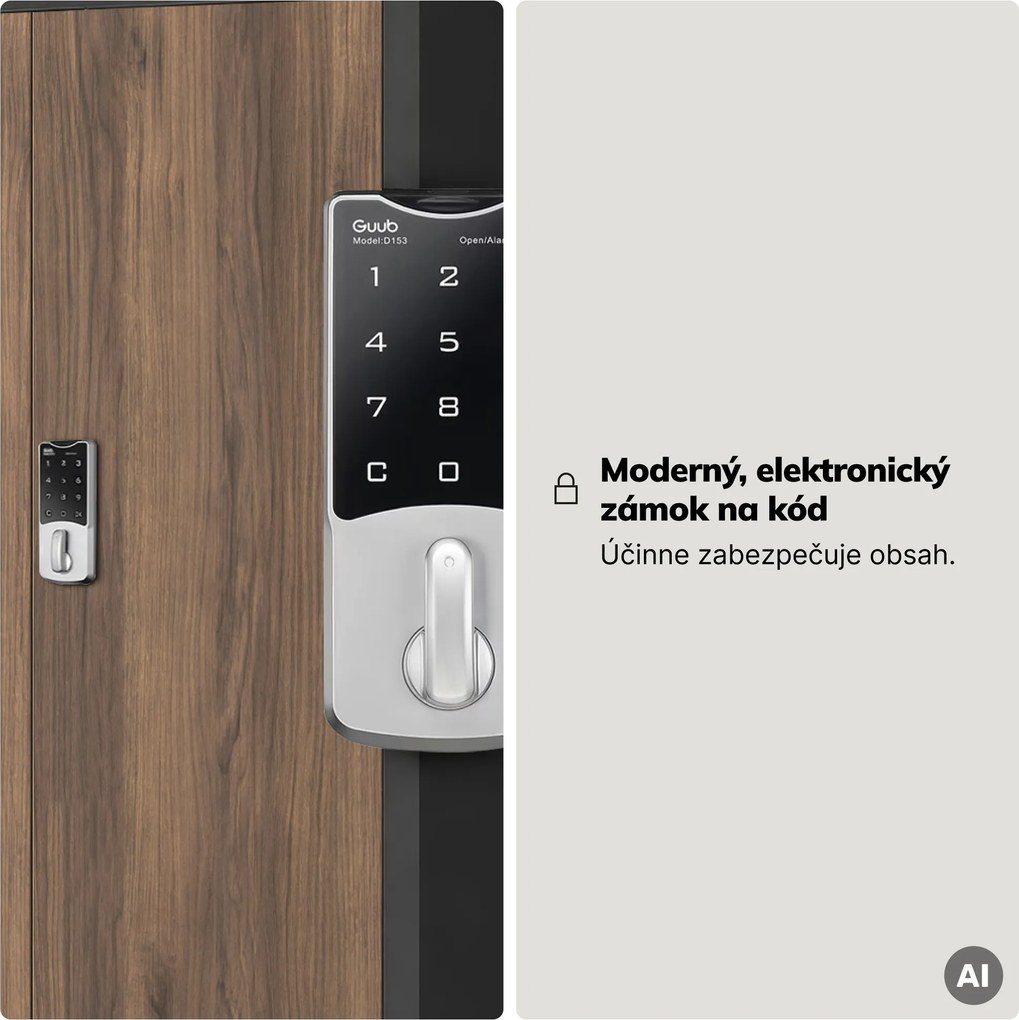 Kovová kancelárska skriňa so zámkom na kód antracitová, orech, 900x1850x400 mm: DANIEL Eco Design