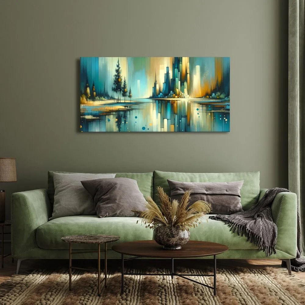 Obraz moderné panoráma s jazerom