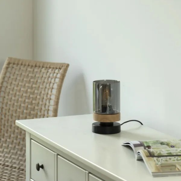 JUST LIGHT. 11310-18 - Stolná lampa PASQUAL 1xE27/40W/230V čierna/gumovník