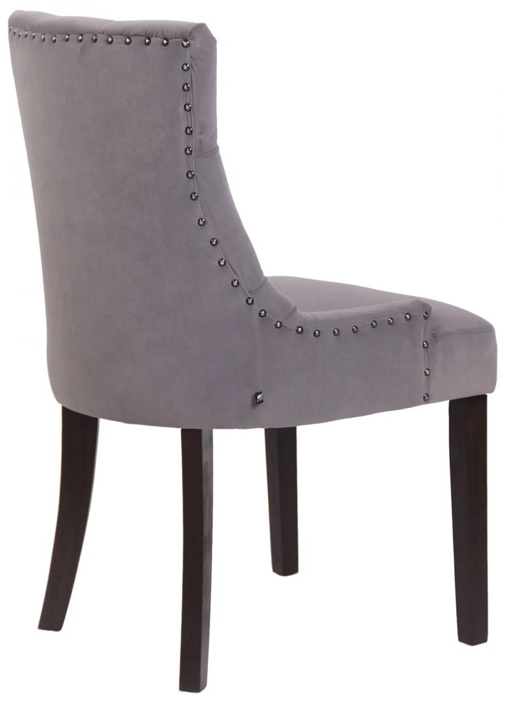Jedálenská stolička Aberdeen - zamat, drevené nohy antik tmavé - Sivá