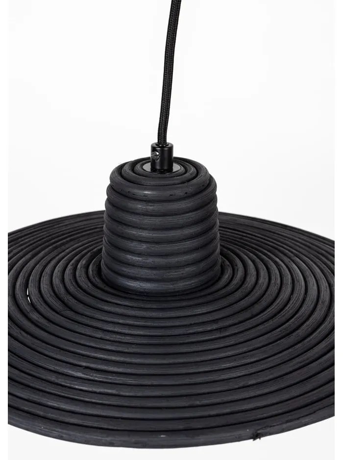 Čierne stmievateľné závesné svietidlo s ratanovým tienidlom ø 35 cm Balance – Zuiver