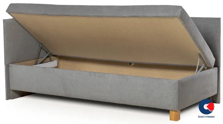 Posteľ Leo s čelami, 200x90, Ľavá, sivá (a55, 90cm, deska/ella, noha e)