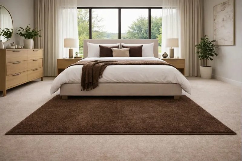 Vopi, Kusový koberec Eton hnedý 97 štvorec, 200x200, hnedá, chodba / predsieň