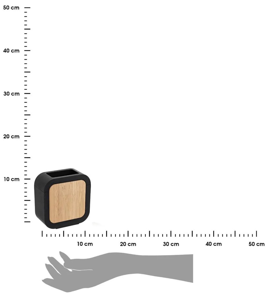 TENDANCE Kúpeľňový pohár Tempesti, čierna/s drevenými prvkami