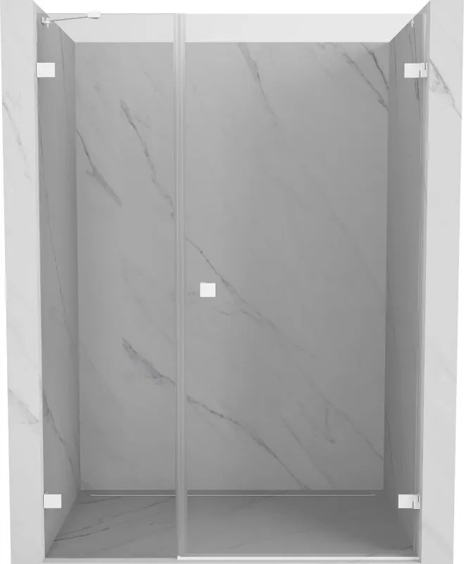 Mexen Lunar-B, Otočné pravé sprchové dvere 130 cm, 8mm číre sklo, biely profil, 832S-130-050-20-00-P