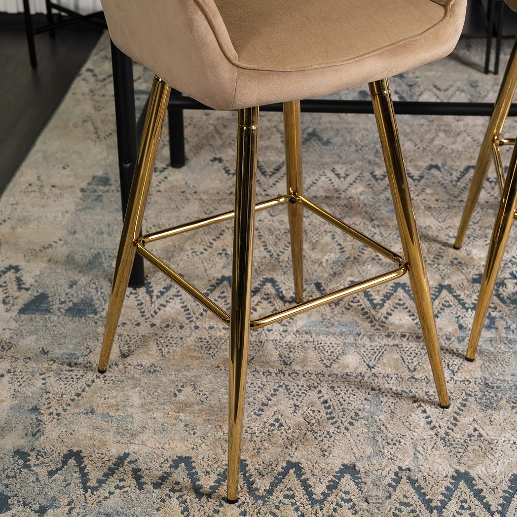 Barová židle Salem 53 cm béžová/zlatá