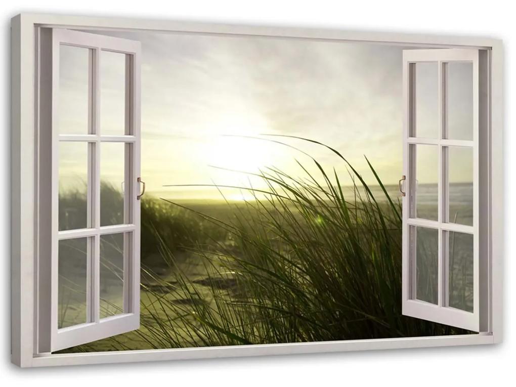 Obraz na plátně Výhled z okna Plážová tráva - 120x80 cm