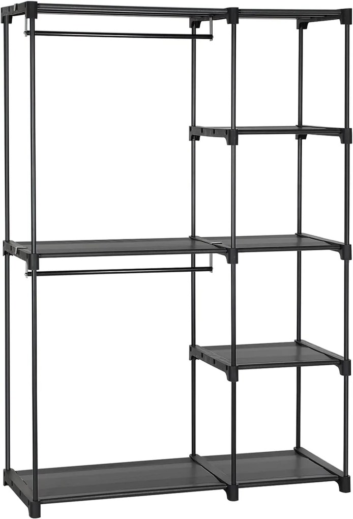 Otvorená šatníková skriňa PLUMB 112 cm čierna