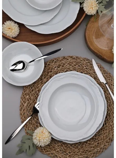 18-dielna jedálenská súprava, biela/porcelán