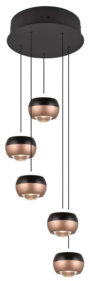 LED závesné svietidlo s kovovým tienidlom ø 30 cm v čierno-medenej farbe Orbit - Trio Select